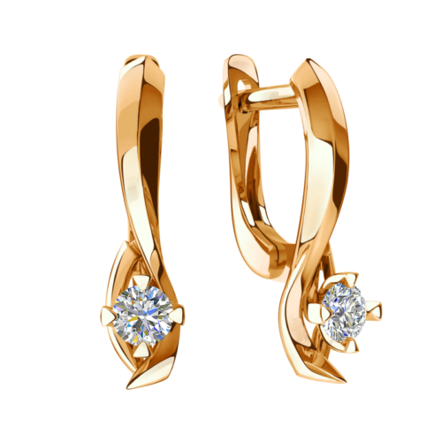 Серьги из золота 585 пробы с фианитом