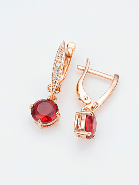 Серьги подвесные из серебра 925 пробы с фианитом