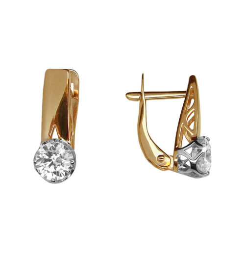 Серьги из золота 585 пробы с фианитом