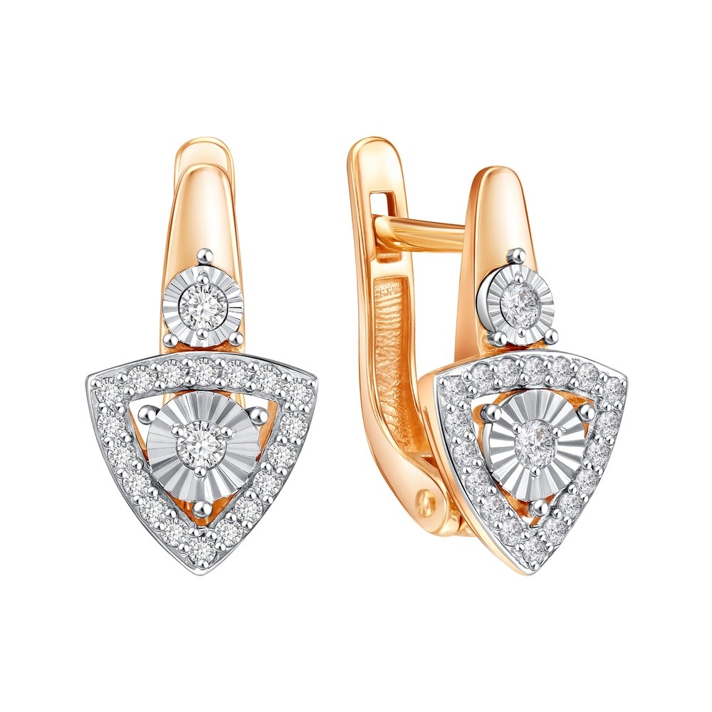 Серьги из золота 585 пробы с фианитом