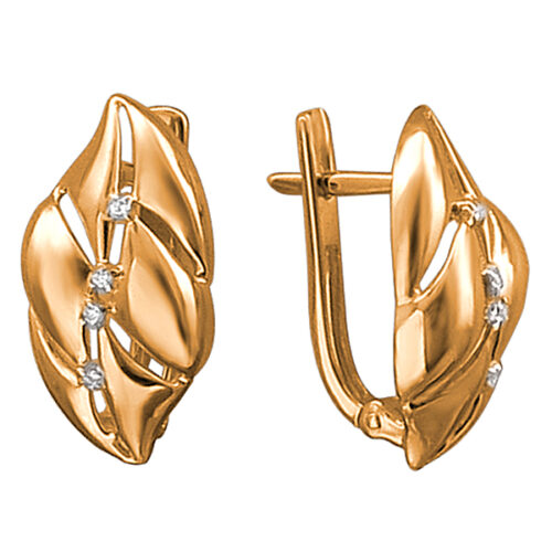 Серьги из золота 585 пробы с фианитом