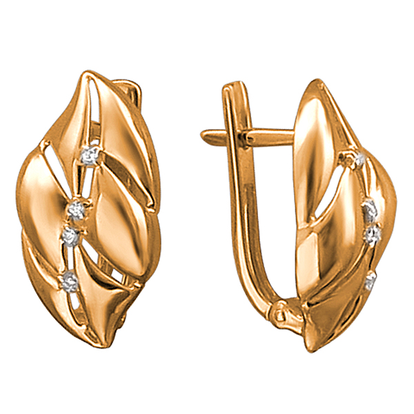 Серьги из золота 585 пробы с фианитом