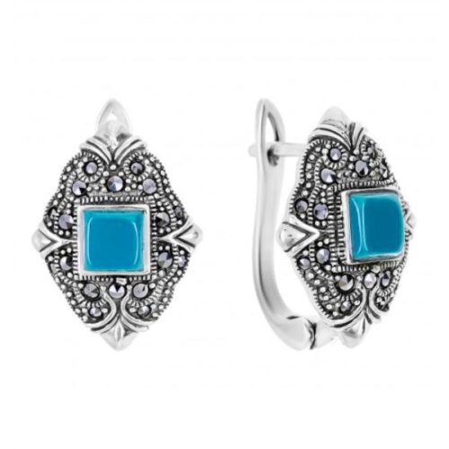 Серьги из серебра 925 пробы с бирюзой
