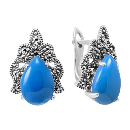 Серьги из серебра 925 пробы с бирюзой