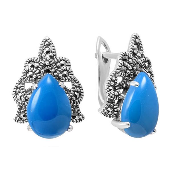 Серьги из серебра 925 пробы с бирюзой