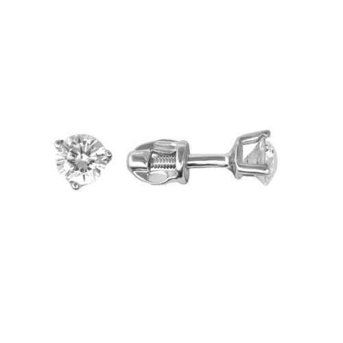 Серьги пусеты из серебра 925 пробы с фианитом