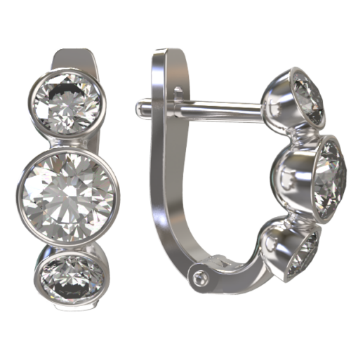 Серьги из серебра 925 пробы с фианитом