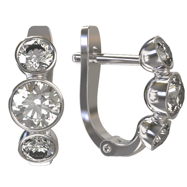 Серьги из серебра 925 пробы с фианитом