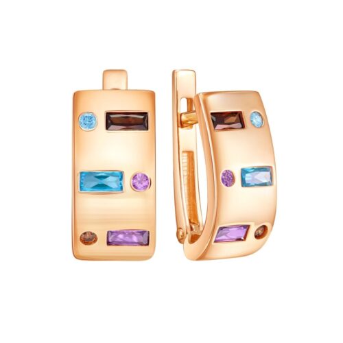 Серьги из золота 585 пробы с фианитом