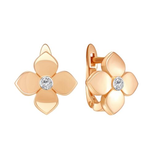 Серьги из золота 585 пробы с фианитом