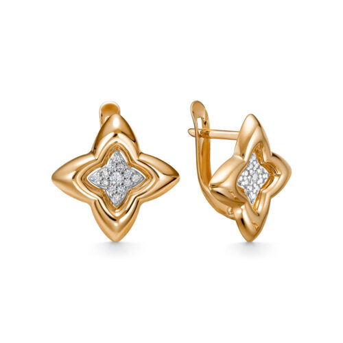 Серьги из золота 585 пробы с фианитом