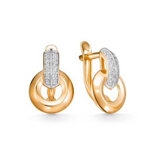Серьги из золота 585 пробы с фианитом
