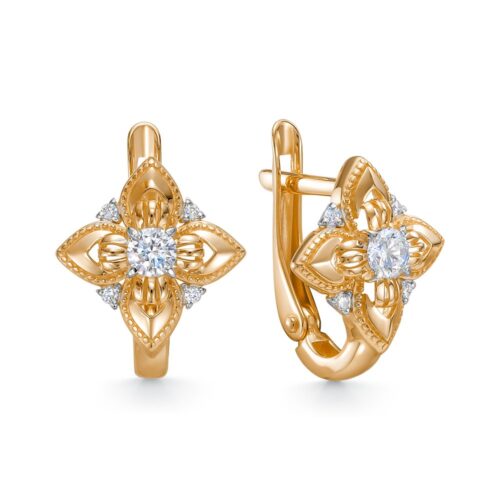 Серьги из золота 585 пробы с фианитом