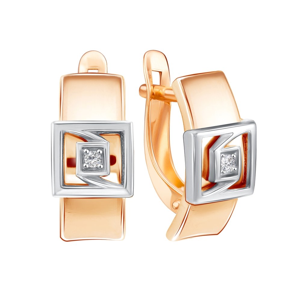 Серьги из золота 585 пробы с фианитом