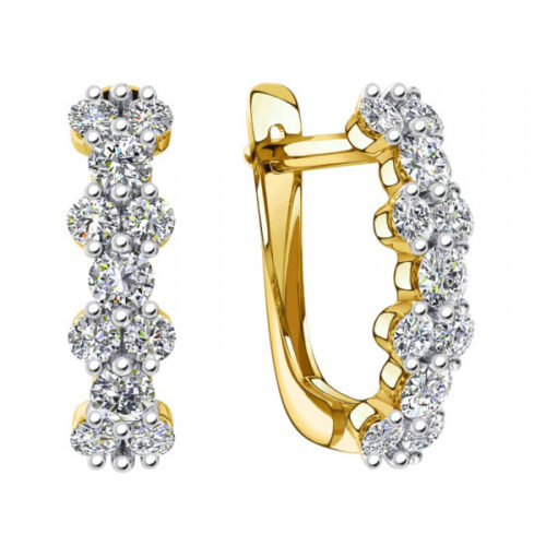 Серьги из золота 585 пробы с фианитом
