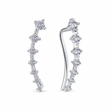 Серьги петля из серебра 925 пробы с фианитом
