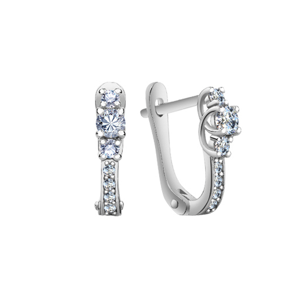 Серьги из серебра 925 пробы с фианитом