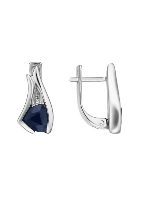 Серьги из серебра 925 пробы с сапфиром