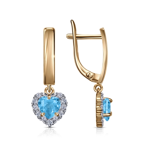 Серьги детские из золота 585 пробы с фианитом