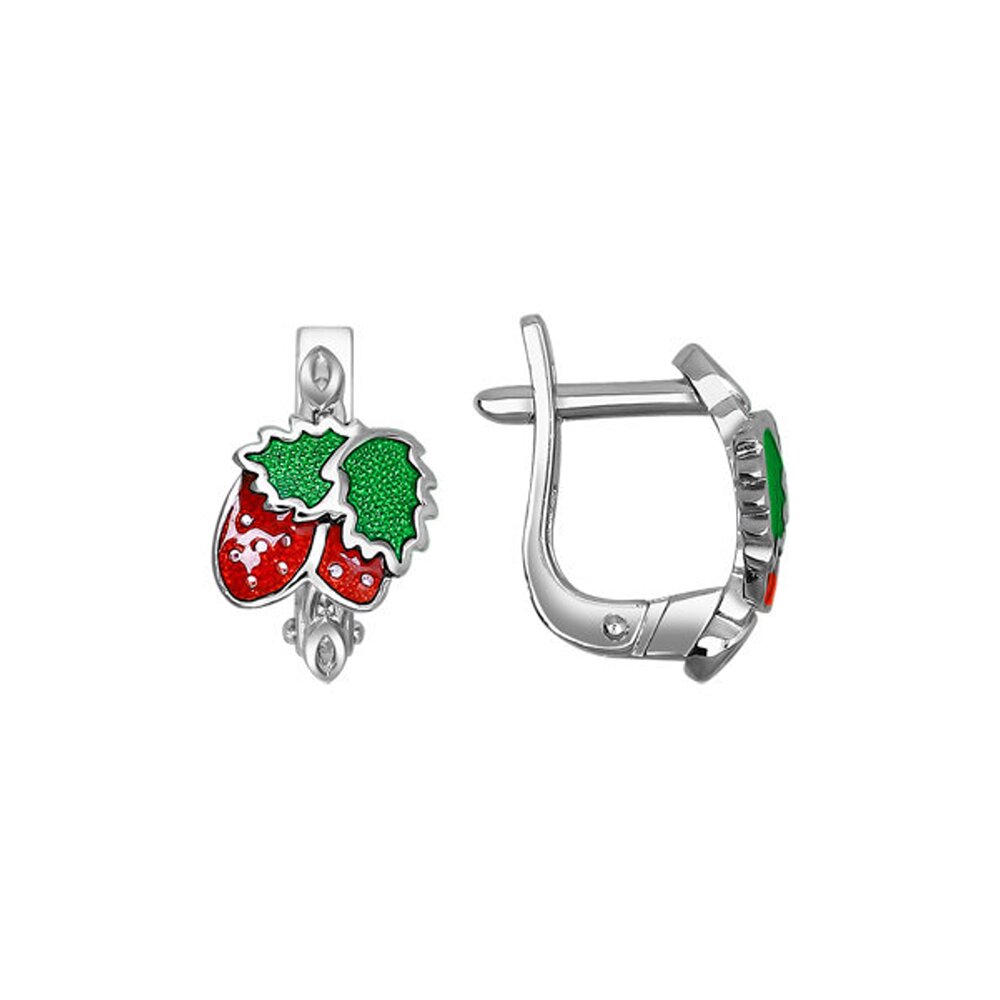 Серьги детские из серебра 925 пробы с эмалью