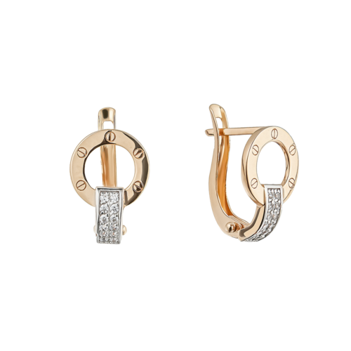Серьги из золота 585 пробы с фианитом