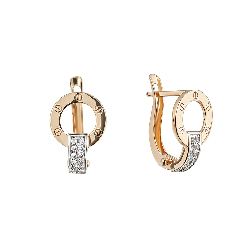 Серьги из золота 585 пробы с фианитом