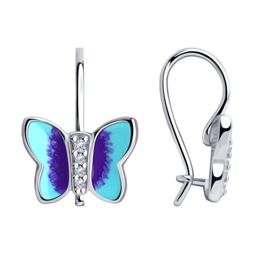 Серьги детские из серебра 925 пробы с эмалью