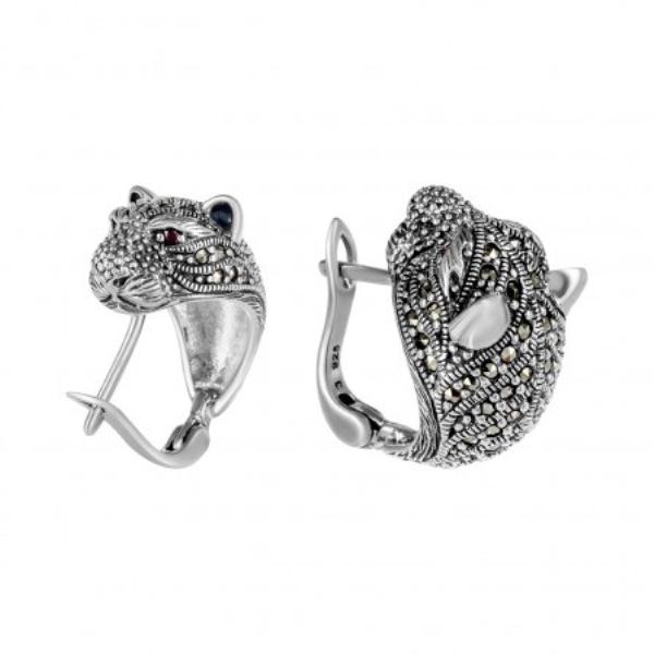 Серьги из серебра 925 пробы с гранатом