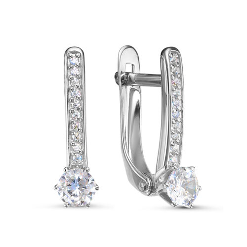 Серьги из золота 585 пробы с фианитом