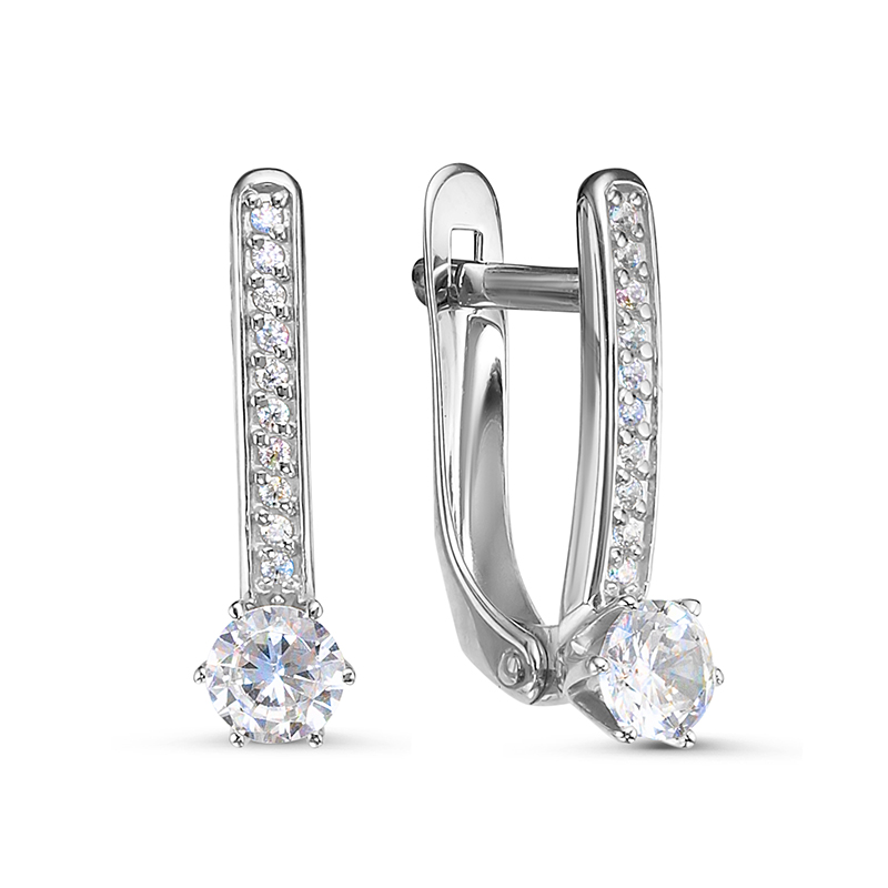 Серьги из золота 585 пробы с фианитом