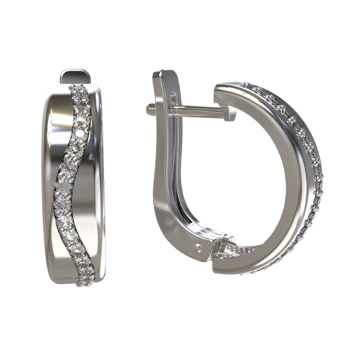 Серьги из серебра 925 пробы с фианитом