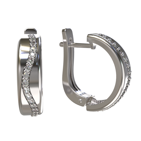 Серьги из серебра 925 пробы с фианитом