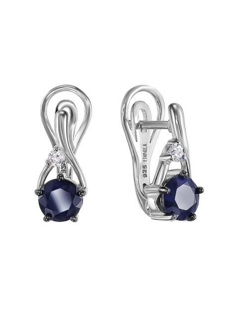 Серьги из серебра 925 пробы с сапфиром