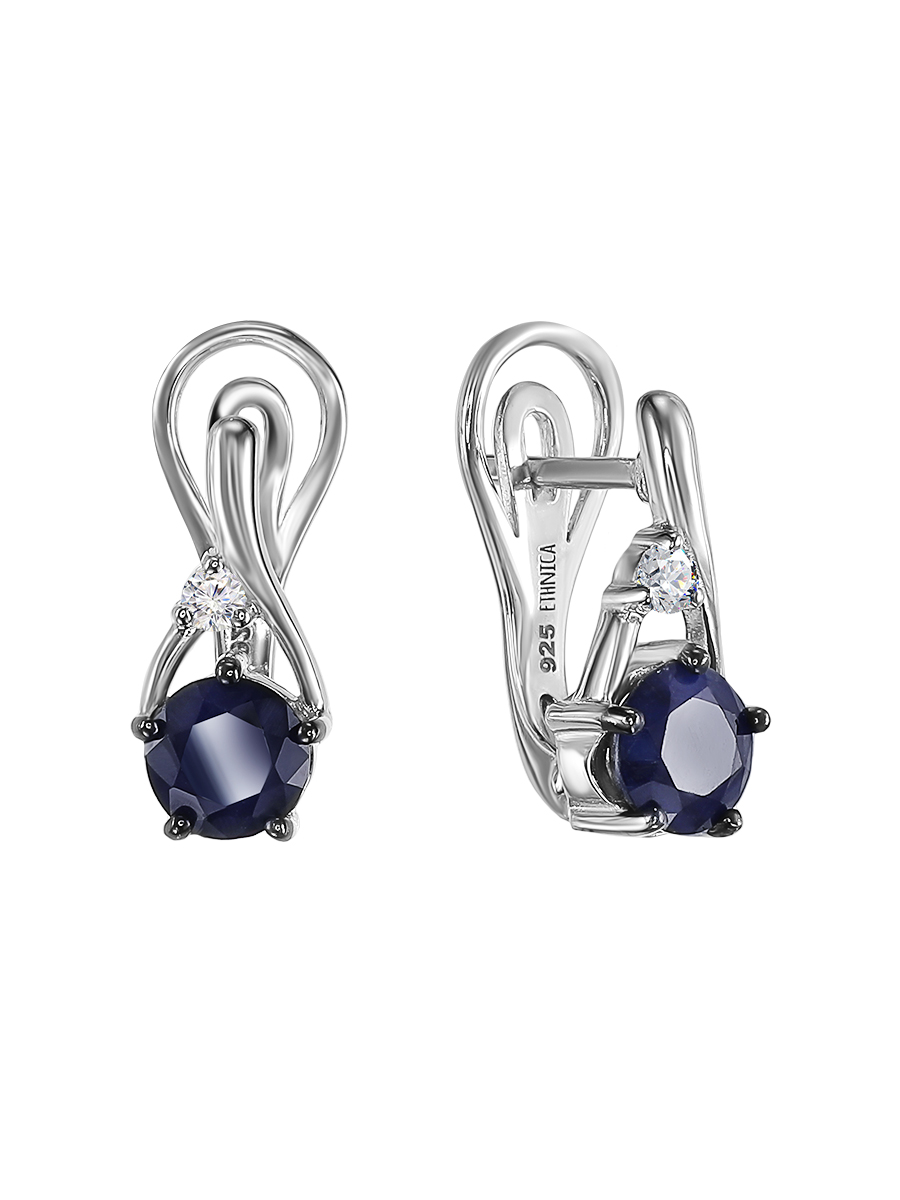 Серьги из серебра 925 пробы с сапфиром