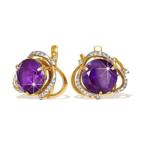 Серьги из золота 585 пробы с аметистом