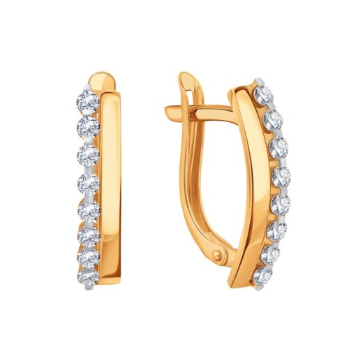Серьги из золота 585 пробы с фианитом