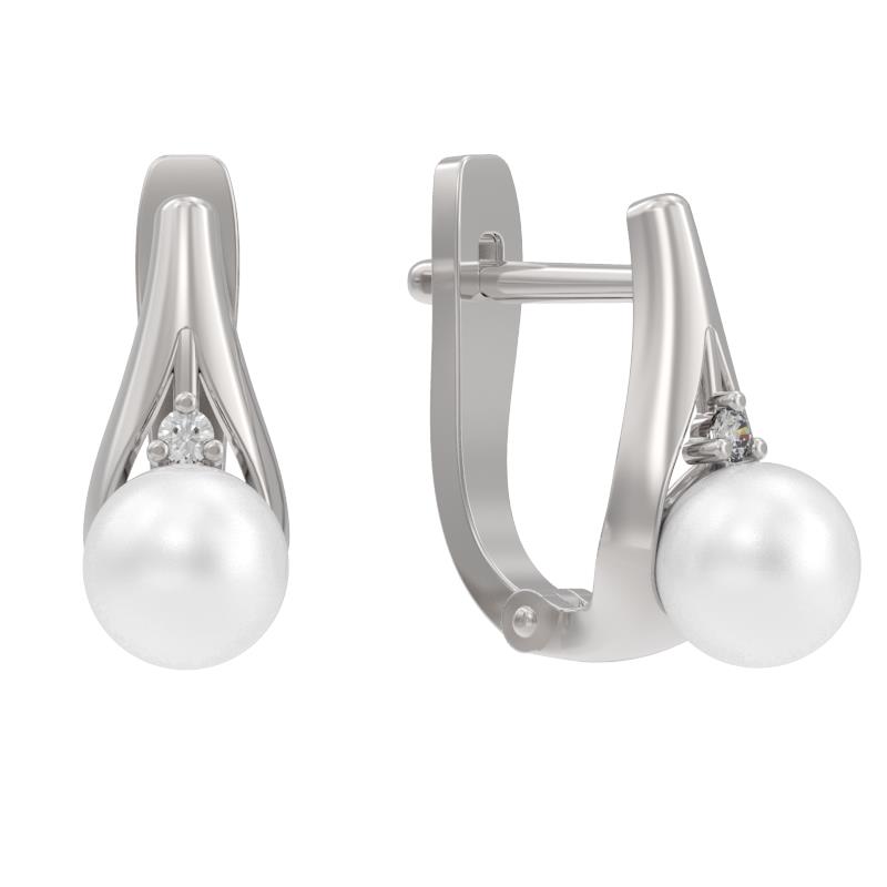 Серьги из серебра 925 пробы с жемчугом