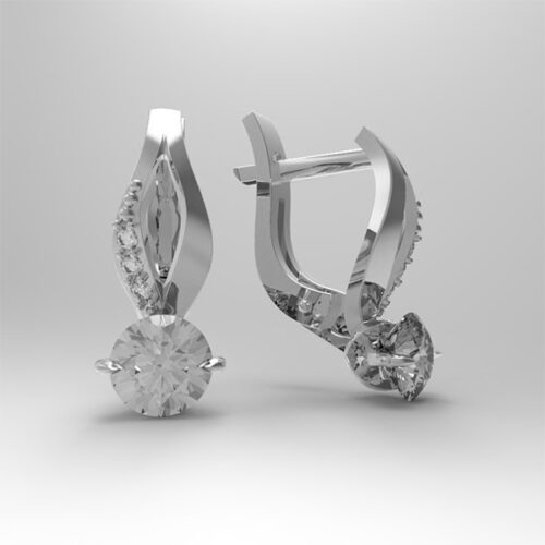Серьги из золота 585 пробы с фианитом