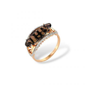 Кольцо из золота 585 пробы с раух-топазом