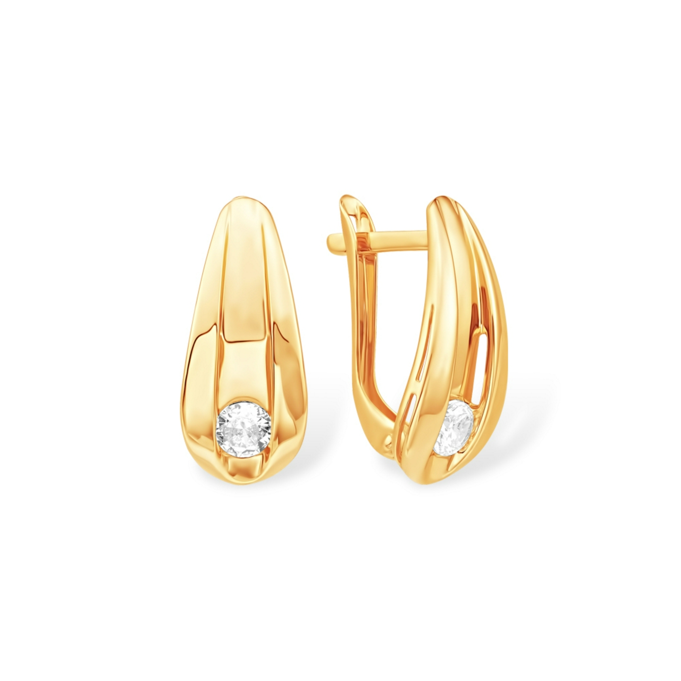 Серьги из золота 585 пробы с фианитом