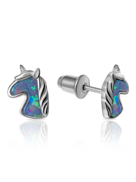 Серьги детские из серебра 925 пробы с опалом