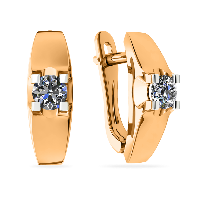 Серьги из золота 585 пробы с фианитом