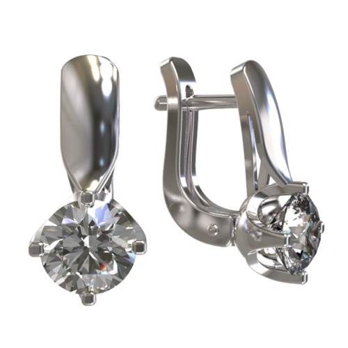 Серьги из серебра 925 пробы с фианитом