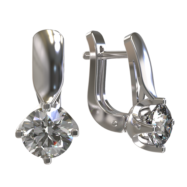 Серьги из серебра 925 пробы с фианитом