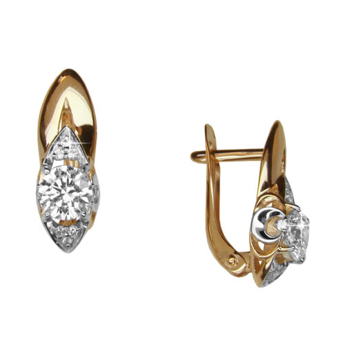 Серьги из золота 585 пробы с фианитом