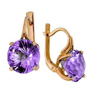 Серьги из золота 585 пробы с аметистом