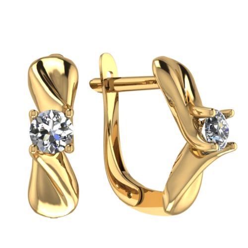 Серьги из золота 585 пробы с фианитом