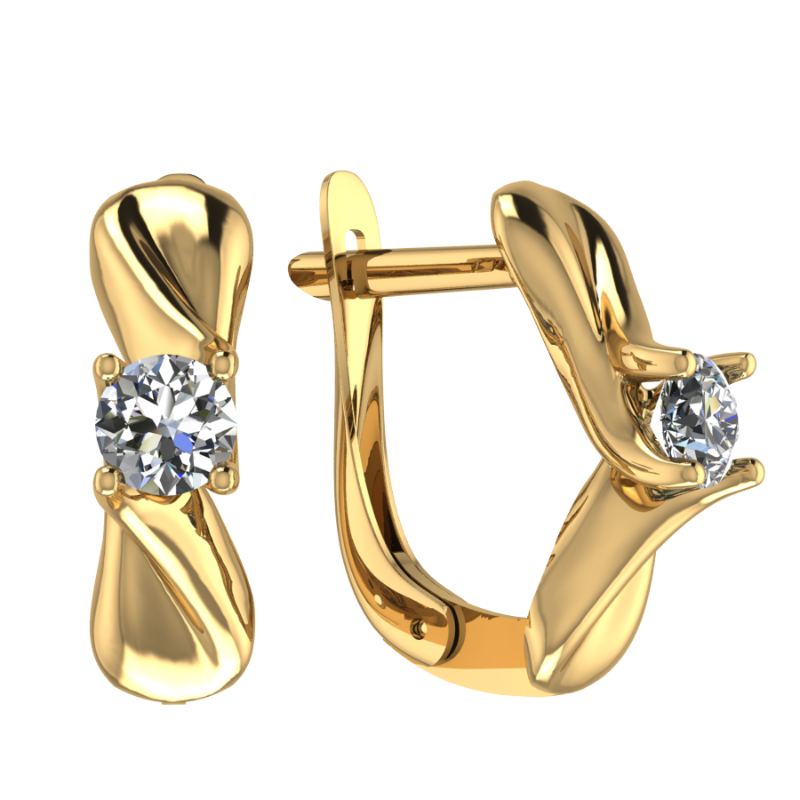 Серьги из золота 585 пробы с фианитом