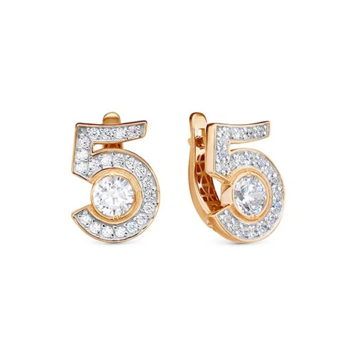 Серьги из золота 585 пробы с фианитом