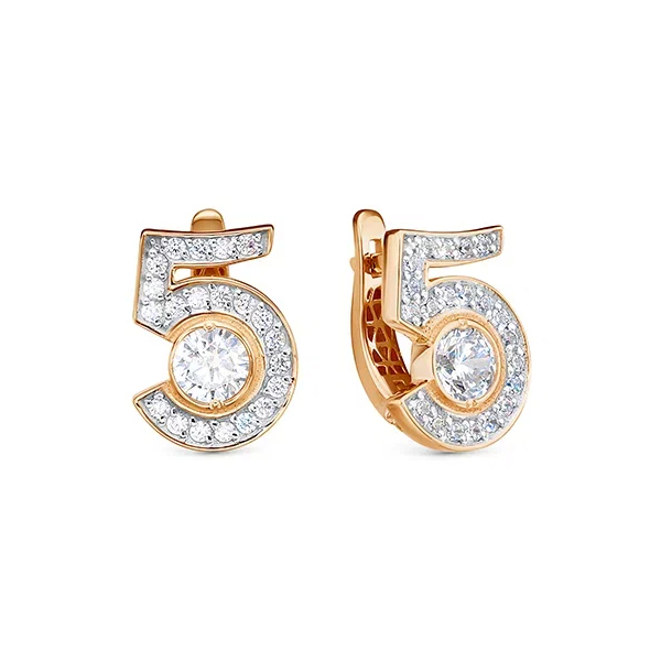 Серьги из золота 585 пробы с фианитом